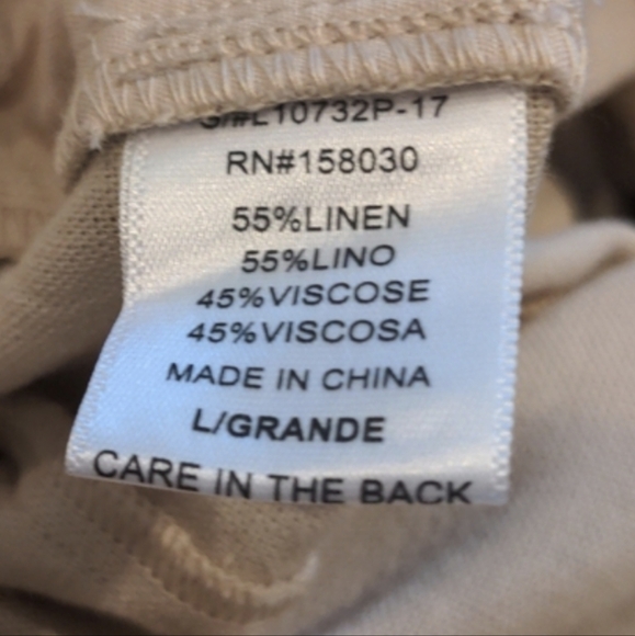 Love Tree Linen Beige Drawstring Waist Shorts with Pockets size Large - Picture 7 of 9